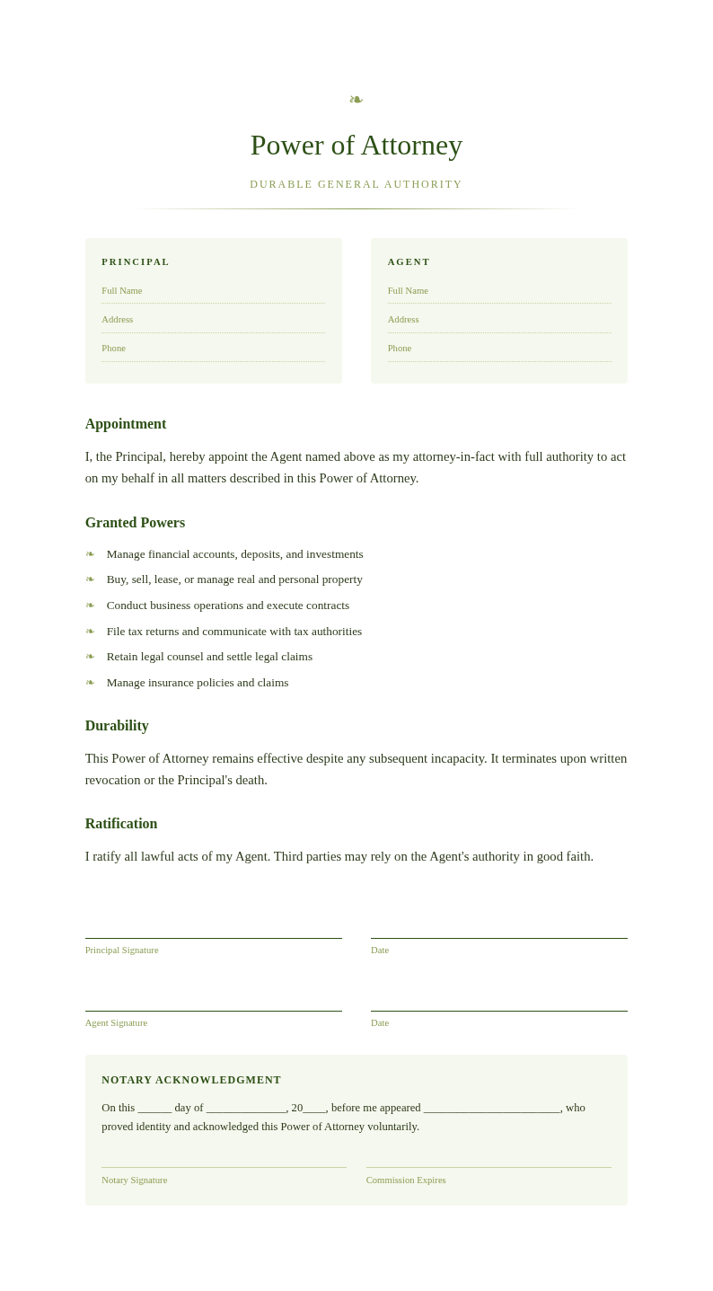 Botanical Natural Power of Attorney